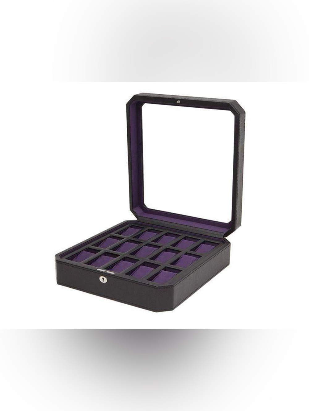 Wolf - Windsor 15 Piece Watch Box - Black with Purple lining - Gently Used